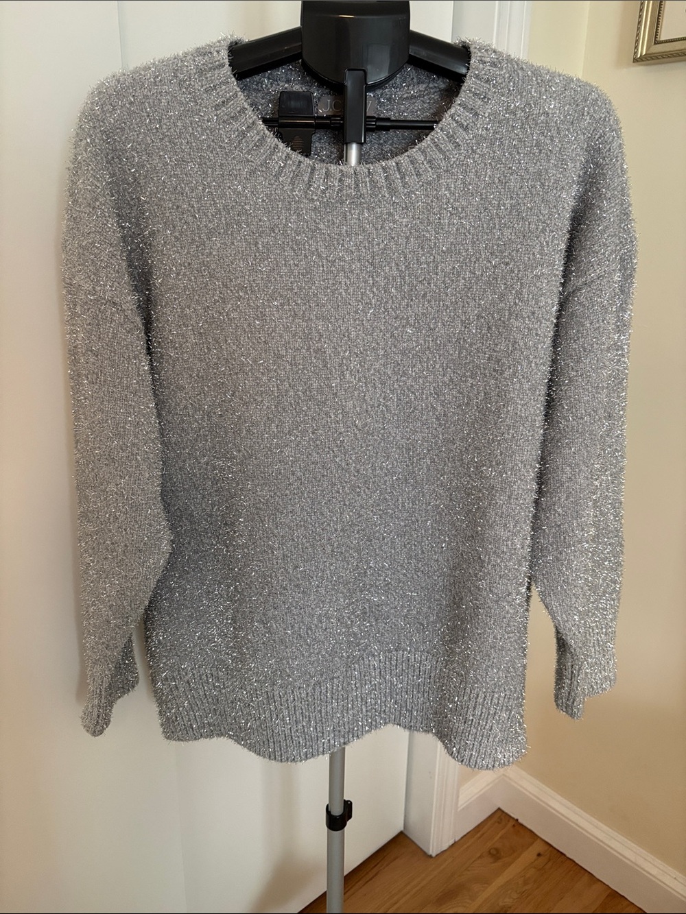 J. Crew Silver Tinsel Crewneck Sweater